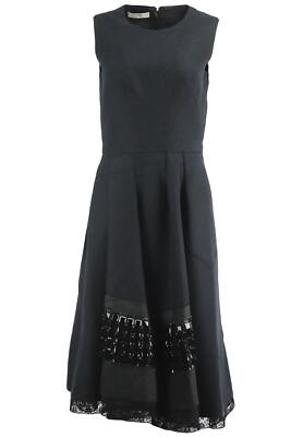 PRADA LACE TRIMMED EMBELLISHED WOOL BLEND DRESS IT 42 UK 10 | eBay