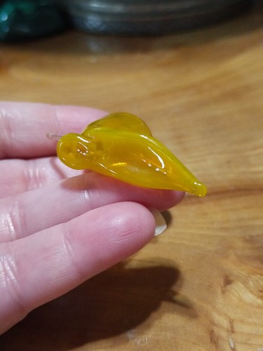 Brocca vintage in miniatura vetro soffiato giallo a forma di stivale - Foto 5 di 8