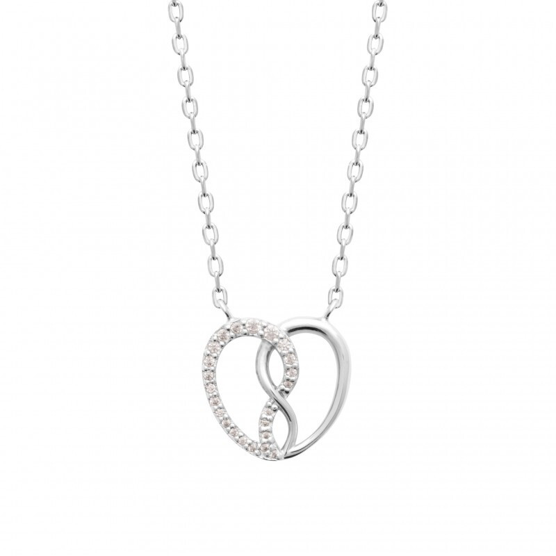 Collier coeur en argent 925 rhodié et oxyde de zirconium étincelant