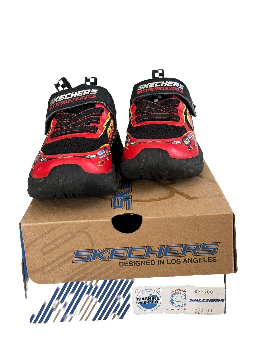 Skechers Boys' Skech Tracks Cars Themed Sneakers Black/Red Size US