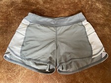 Athleta Girl Size L 12 Gray White Running Shorts, Lined