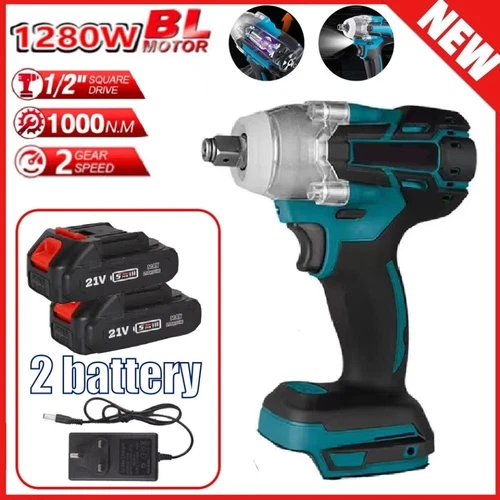 1000Nm 1/2" Cordless Electric Impact Wrench Drill Gun Ratchet Driver w/2 Battery - Picture 3 of 16