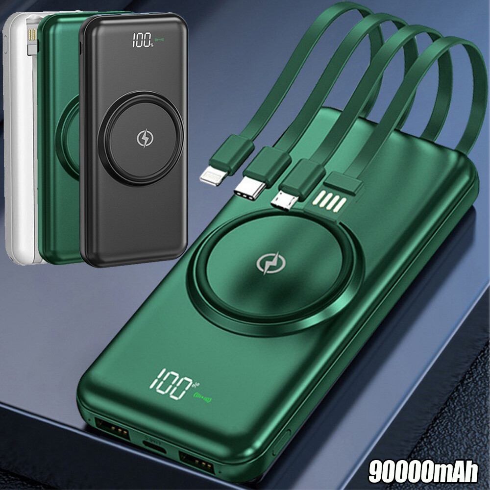 90000mAh Wireless Power Bank Portable Charger Backup For Cell Phone 4 Cables 90000mAh Wireless Power Bank Portable Charger Backup For Cell Phone 4 Cables