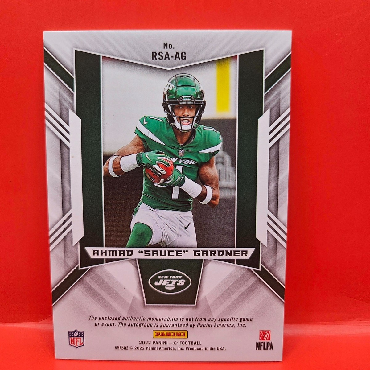 2022 PANINI XR #RSA-AG AHMAD SAUCE GARDNER (RC) PATCH AUTO 065/149