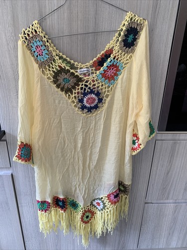 Robe Tunique à Franges Elisaimmagine Jaune - Taille S (env. 89cm) - Occasion Bon état