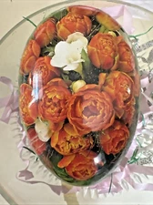 Easter Egg Paper Mache Candy Container German Echt Erzgebirge Floral Spring Rose