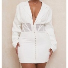 NEW House of CB Anine White Blazer Corset Mini Dress Size Medium 