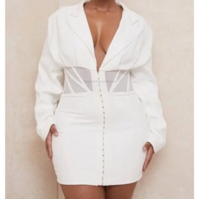 NEW House of CB Anine White Blazer Corset Mini Dress Size