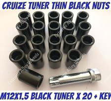 Alloy Wheel Nuts BLK Tuner x 20 M12x1.5 Toyota Supra Tercel Verso Vista Yaris