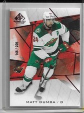 2021-22 SP Game Used Edition Red Fragment MATT DUMBA #148/205 Minnesota Wild