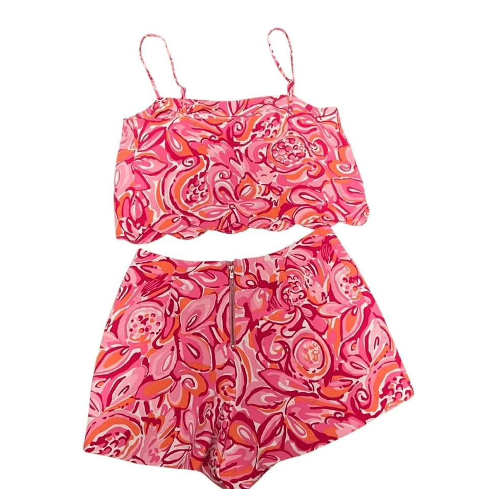 Conjunto corto y top corto Lilly Pulitzer Ivy mango salsa rosa naranja raro talla 0 Foto 4 de 4