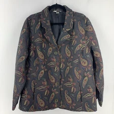 CJ Banks 2X Tapestry Button Up  Jacket Paisley Multicolor Artsy Boho Unique