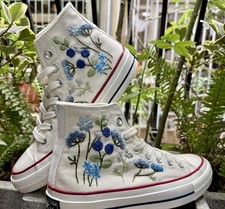 Embroidered Floral Converse Sneakers: Custom Wedding Shoes