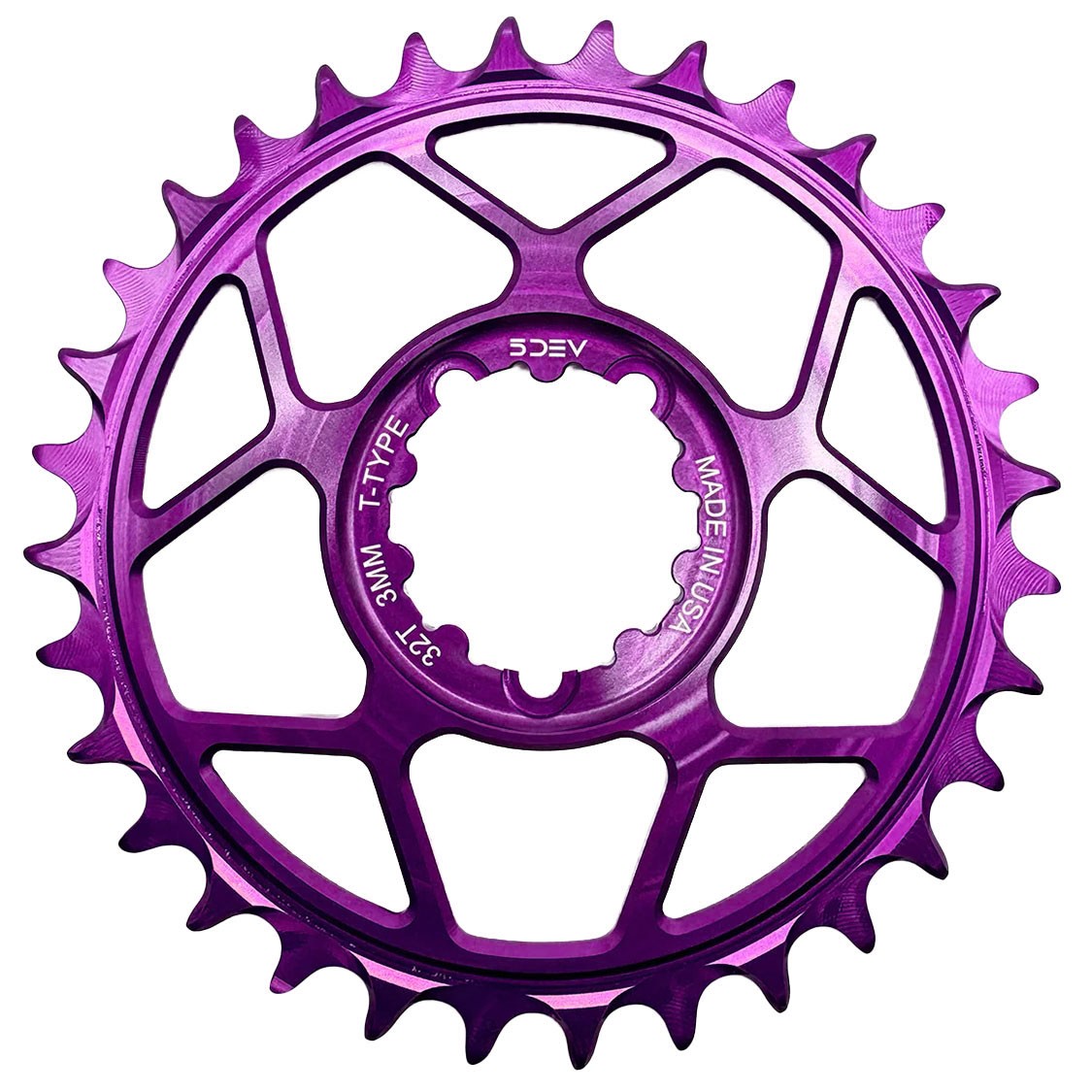 Premium T-Type 30T 3-Bolt Chainring - 7075 Aluminum Boost Compatibility Purple 19390₽