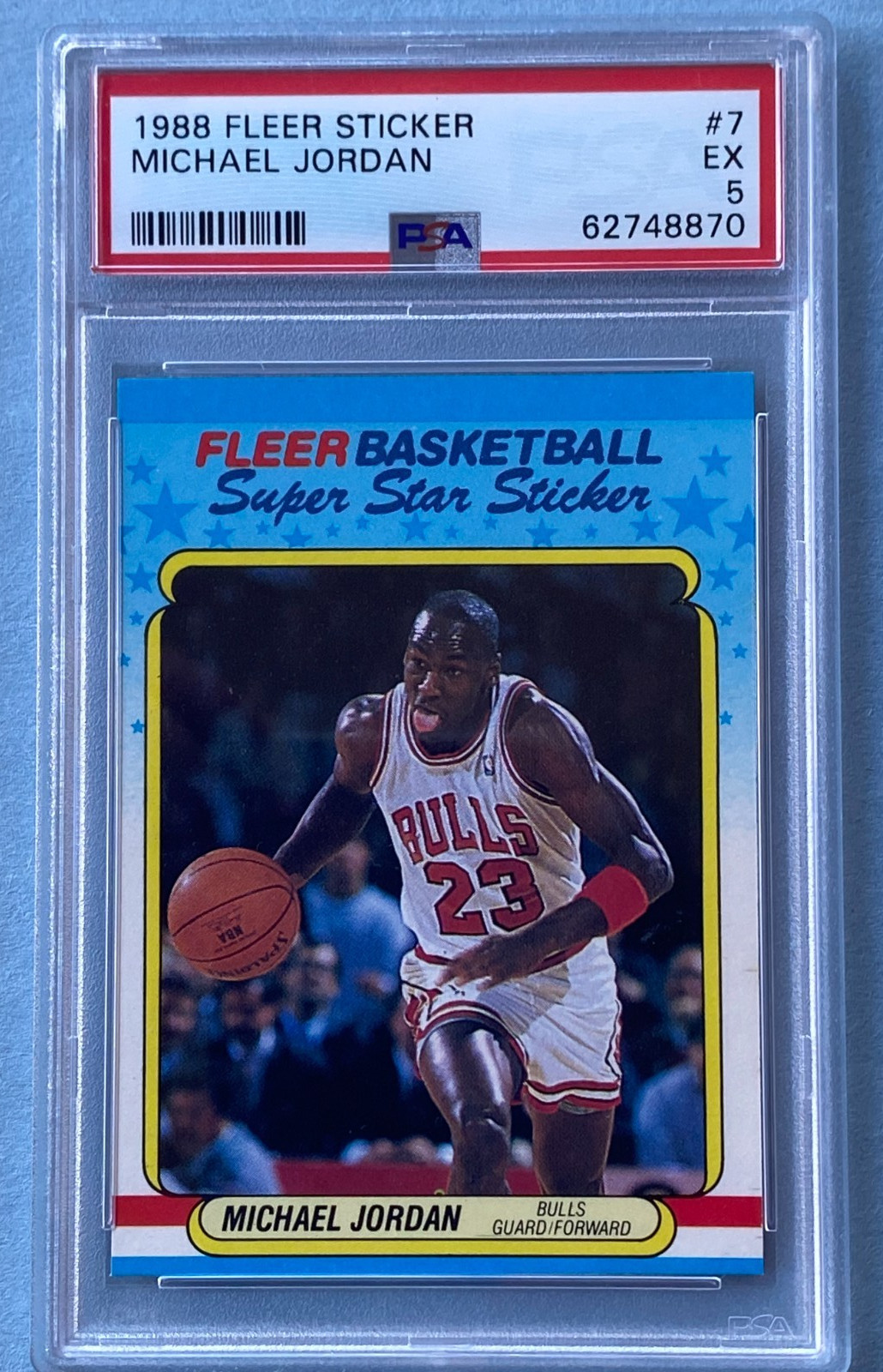 1988 FLEER STICKER #7 MICHAEL JORDAN PSA 5