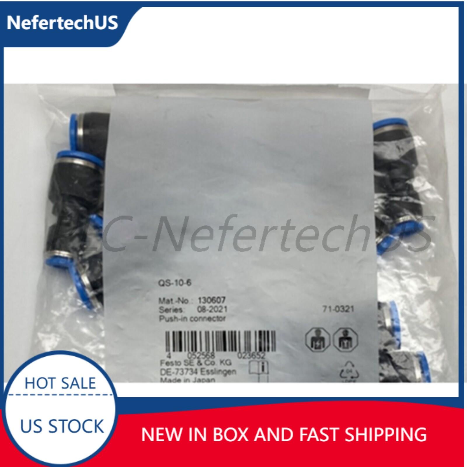 US FREE TAX 10PCS New FESTO QS-10-6 130607 Push-in Connector