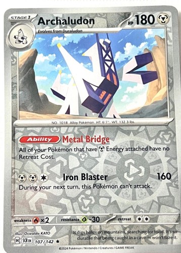 Pokemon Archaludon 107/142 Stellar Crown Rare Reverse Holofoil NM