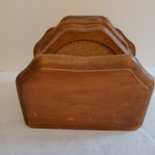 Set of 5 MCM Wooden Coasters With Standing Case