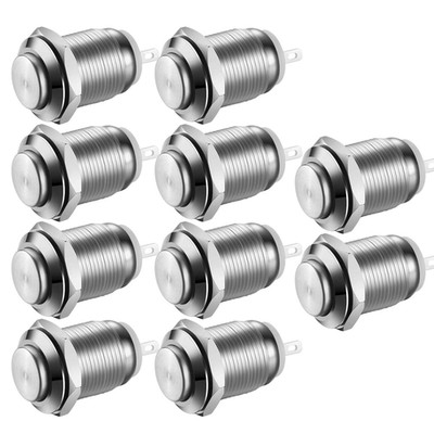 10Pcs Waterproof Push Button Momentary Stainless Steel Push Button on off 12Mm 2
