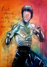 Bruce Lee Inspired Figurative Acrylic Artwork Original On Canvas 70×50 cm