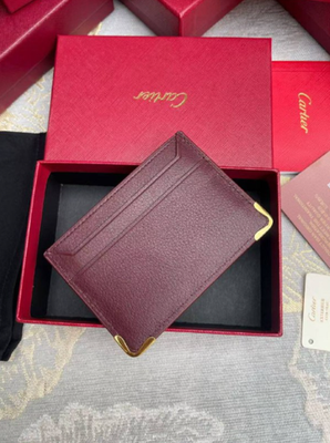 Cartier Double Card Holder Red Leather Must de Cartier NIB Luxury
