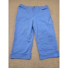 Gloria Vanderbilt Amanda Capri Pant Womens 16 Blue High Rise Cuffed Cropped 17in