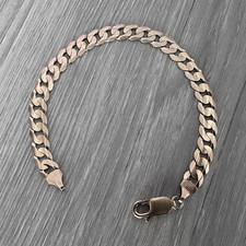 9ct Yellow Gold Curb Link Chain Bracelet Lobster Clasp Signed
