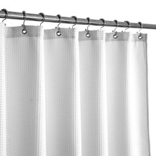 Luxury White Waffle Weave Shower Curtain 71 W x 66 L Spa Hotel Style Decor