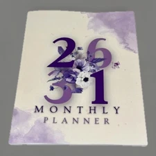 2026 Thru 31 Monthly Planner Book Purple Floral Agenda Organizer