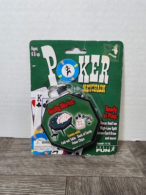 POKER Keychain TEXAS HOLD EM Keyring Cards Miniature Table Chips Casino Game NEW