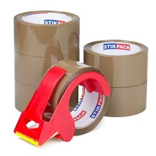 6 Rolls Brown Packing Tape with Dispenser 1.88 Inch x 55 Yards Shipping Moving