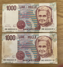 Alte Geldscheine  2x 1000 Italienische Lire