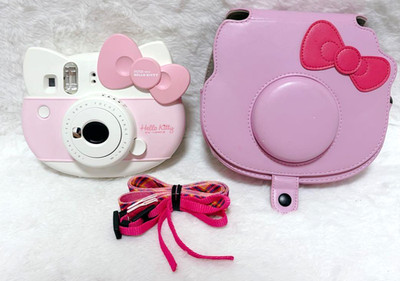 Fujifilm Instax Mini Hello Kitty Instant Film Camera Pink White Case Strap