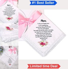 Wedding Handkerchief for Bride's Mother Cotton Lace Edges 33 cm Gift for Mom