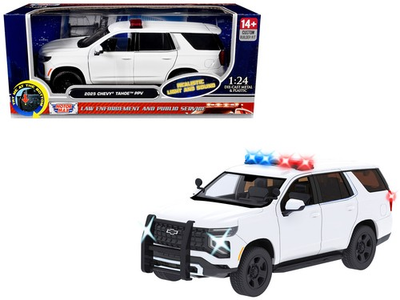 #ad 2025 Chevy Tahoe PPV 1 24 Diecast Police SUV White Builder Kit Light Bar Sound $58.89