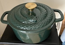 New Smith Clark Enamel Cast Iron Snake Dutch Oven In Green 3 Qt