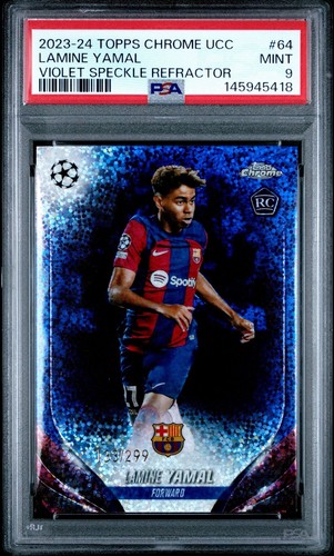 2023-24 Topps Chrome UEFA - Lamine Yamal #64 Violet Speckle Refractor /299 (RC)