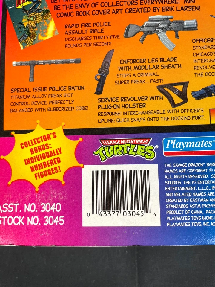 FIGURA DE ACCIÓN Y MINI CÓMIC 1995 PLAYMATES ERIK LARSEN'S SAVAGE DRAGON TMNT Foto 4 de 4
