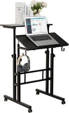 SIDUCAL Mobile Standing Desk, Portable Stand Up, Small Standard, Black