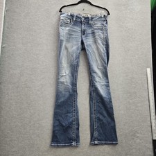 Ariat REAL Women Jeans 30R Blue Denim Embroidered Bootcut Western 31" READ