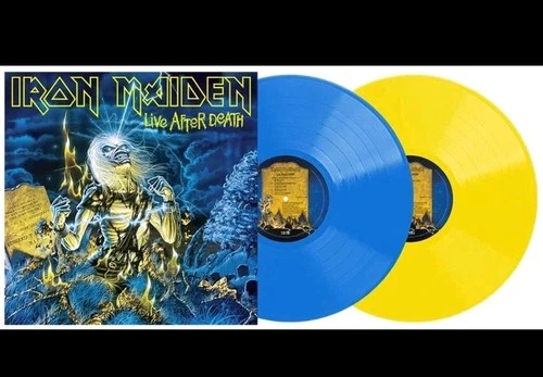Iron Maiden Live After Death 40th Anniversary 2LP Blue/ Yellow VINYL RECORD New