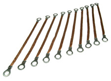 GROUND STRAPS WITH RING TERMINALS 20cm 10pc 8mm Wide Braided Wire Bonding Cable