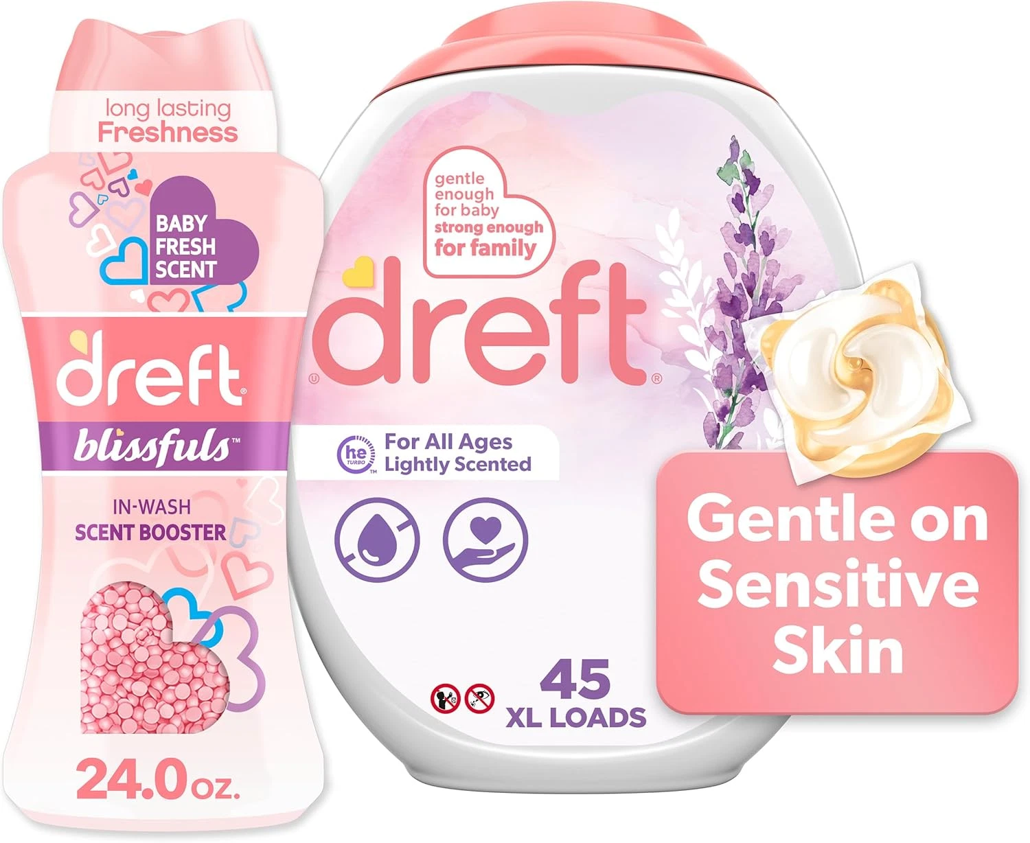 Laundry Bundle: Detergent Pacs, Lightly Scented, Lavender, HE Compatible, 45 Co