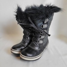 Sorel Tofino II Quilted Winter Snow Boots Duck Warm Black Girls Youth Size 1 EUC