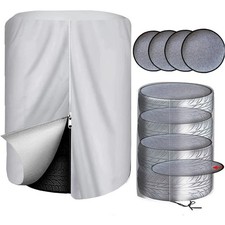 Heavy Duty Tire Cover 420D Fabric with 4 Pads Waterproof Dustproof Storage Bag