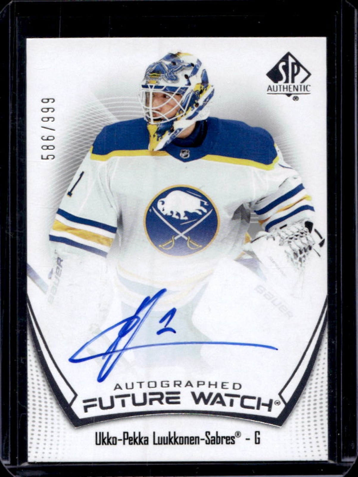 2021-22 SP Authentic Ukko-Pekka Luukkonen RC Auto Future Watch #586/999 Sabres