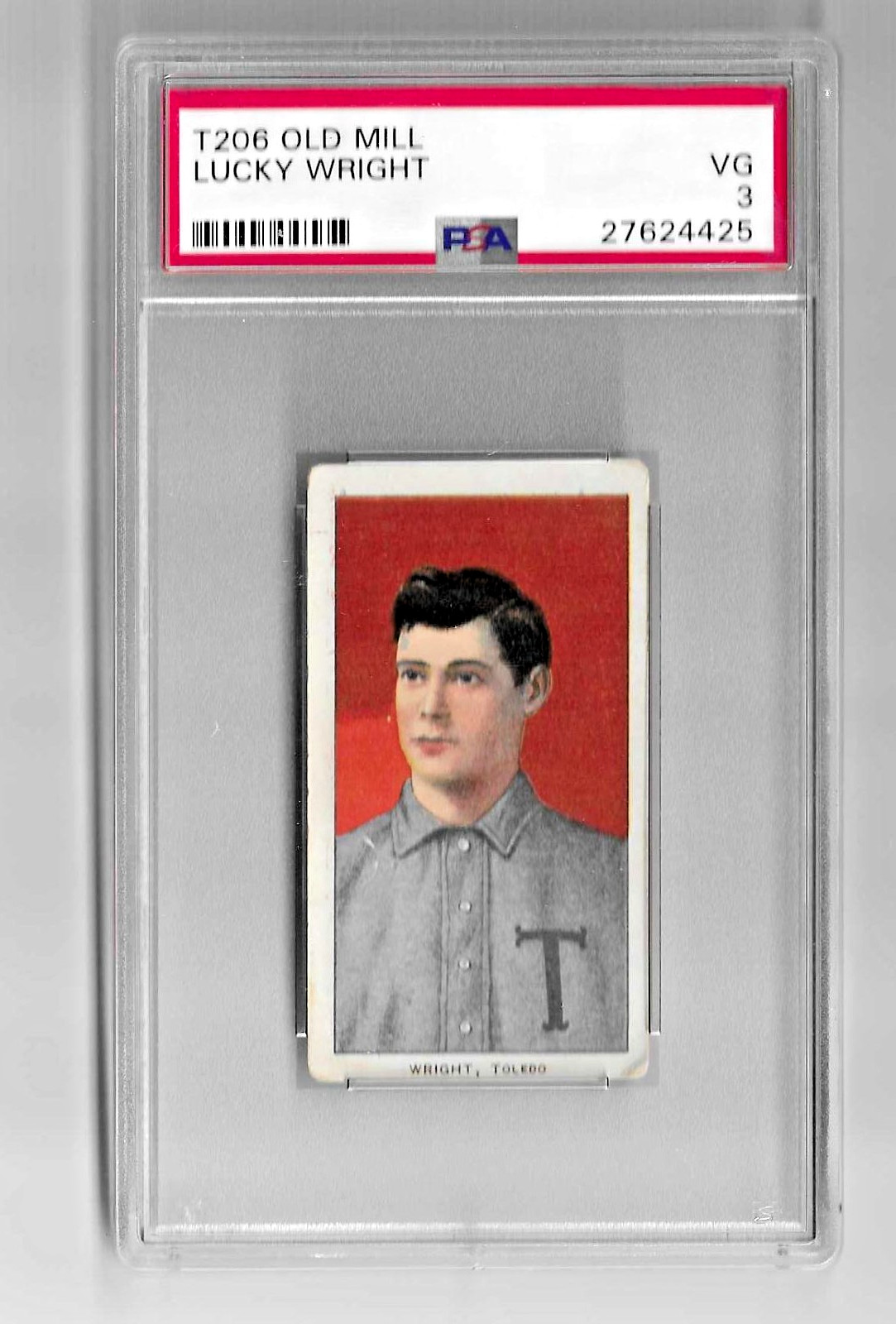 1909 T206 OLD MILL TOBACCO BASEBALL CARD PSA 3 NQ LUCKY WRIGHT TOLEDO MUD HENS