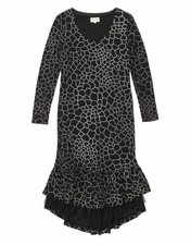 VINTAGE Womens Long Sleeve Mermaid Dress IT 42 Medium Black Geometric CX04