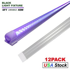 UV Led Black Light Bar 4Ft 40W 12 Pack Linkable for Body Painting Blacklights