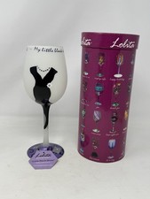 Lolita Love My Wine Little Black Dress Rhinestone 15oz Hand Painted Glass bar